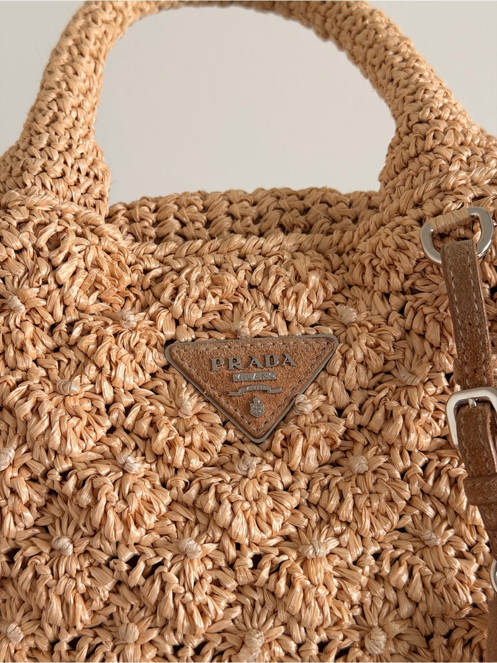 Prada Canapa Raffia Tote Bag with Bag Charm - Picture 3 of 16